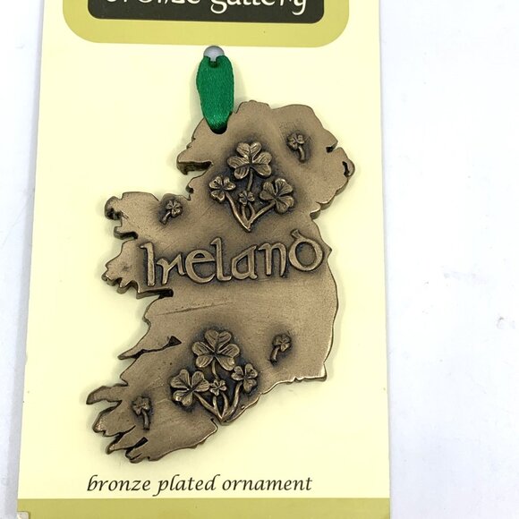Bronze Gallery Map of Ireland Holiday Ornament Christmas Celtic Irish 3 1/2" - Picture 2 of 4
